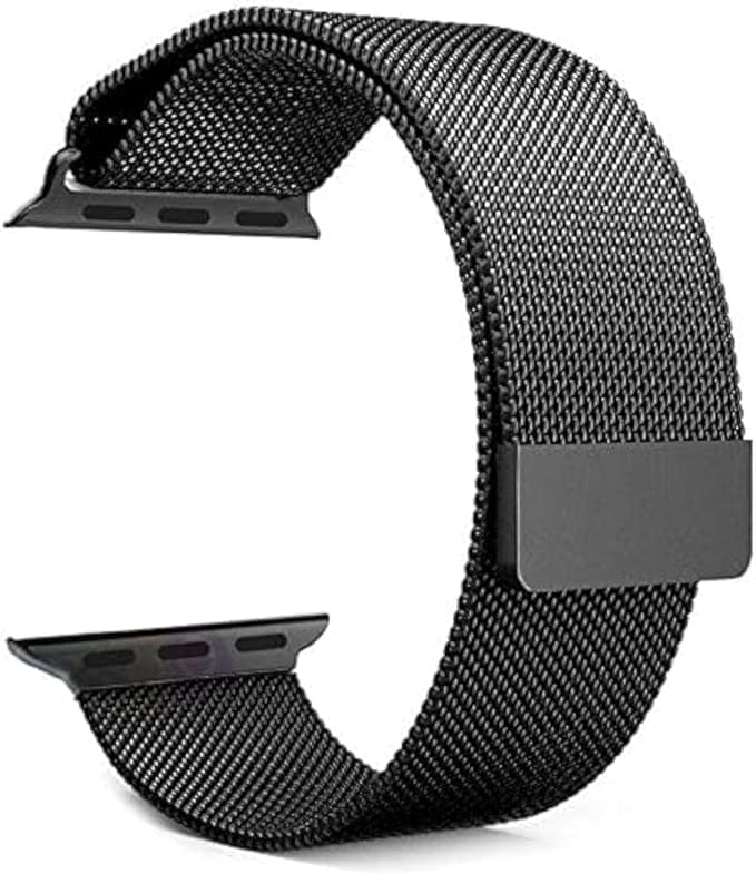 AMERTEER Magnetic Milanese Loop Stainless Steel Metal Strap For Apple Watch 42mm (Black)