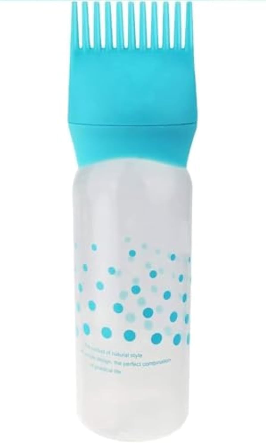 MOHAT - Root Comb Applicator Bottle - 6 Ounce Applicator Bottle for Hair Dye and Hair Oil Applicator with Graduated Scale - for Salon and Home usage (one piece coloured blue)