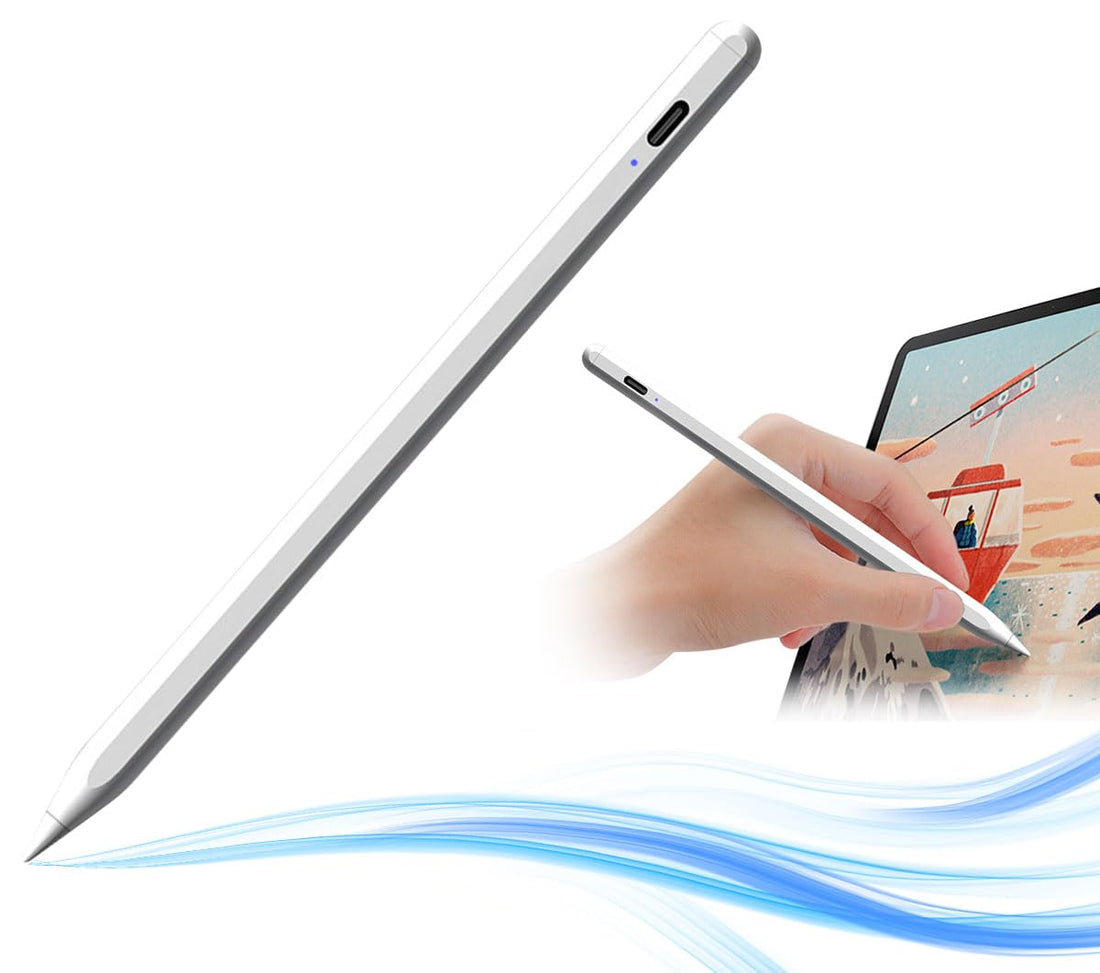 ECVV Stylus Pen for Touch Screens - Fine 2mm Tip, Work for iPad, iPhone, Android Tablets, Microsoft Surface - Rechargeable, No Lag, Scratch-Resistant Fiber Tip - Lightweight Metal Body