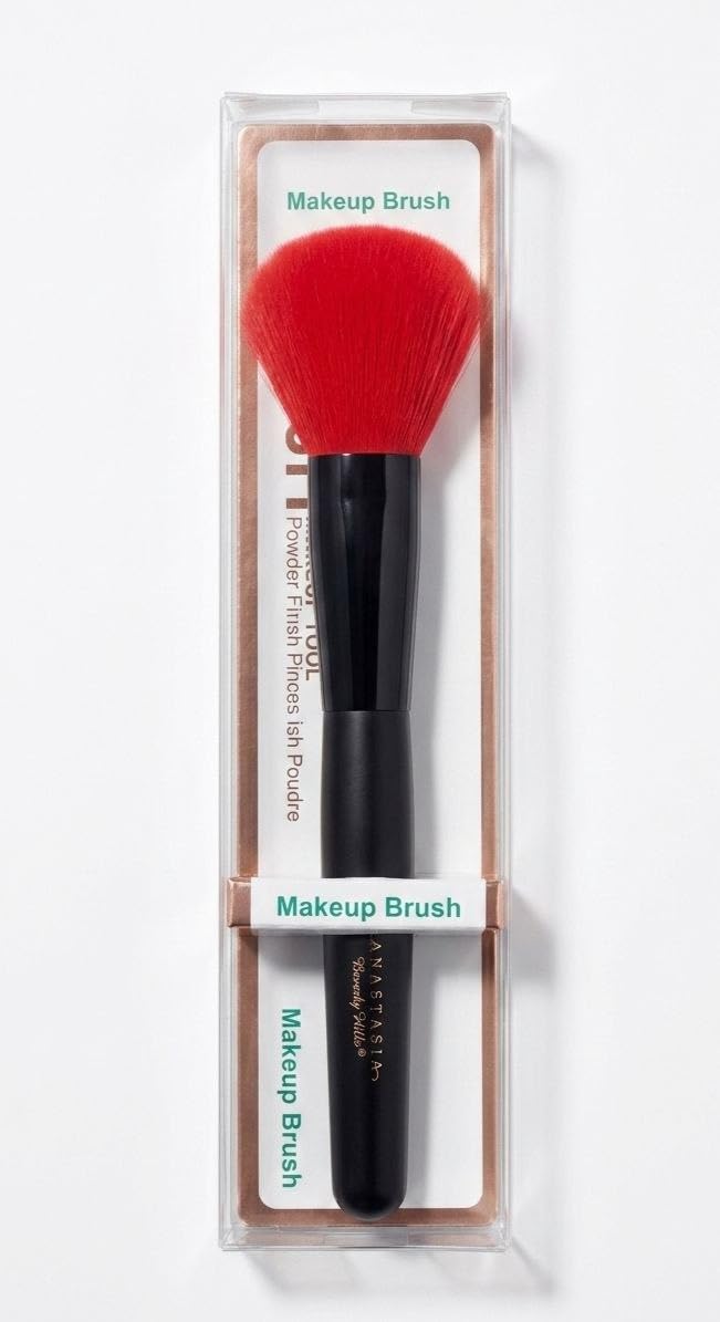 Makeup Brush Handles, Large Multi-Purpose Round Head Face Blush Powder Brush Handle Soft Fiber Multifunctional for Daily Use - Black Handle and Red Bristles