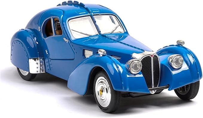 1:28 Scale Pullback Diecast Bugattii 1936 Metal Antique Classic Model Cars With Light & Sound - Collectible Toy Gifts (Blue)