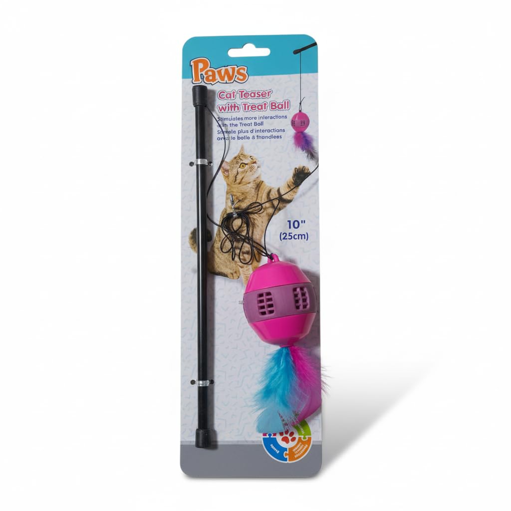 Paws Cat Teaser with Treat Ball (Pink)