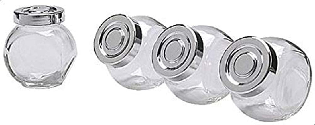Jars for Spices, 4 Set with Lids, Clear Glass, Airtight Container Seasoning Jar for Storing Holding Kitchen Herb and Foods or Any Craft and Household Items,180ml Each.