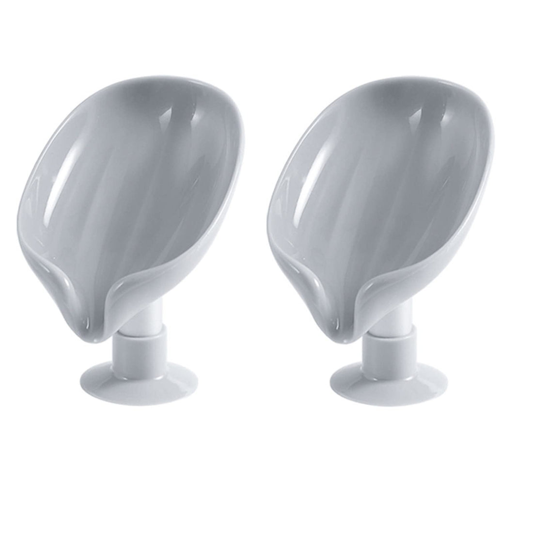 Bar Soap Dish Holder, Self Draining Leaf Shape Soap Saver with Enlarged Suction Cup, for Shower Bathroom Tub Kitchen Sink Laundry Room Grey-2