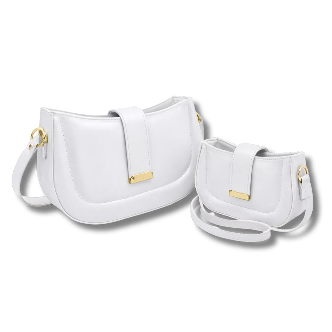 AYSLE 1644 Women’s Leather Bag Set (2-Piece) | Shoulder, Crossbody & Top Handle | Magnetic Closure | Gold Hardware | 12 Colors | Large19×29×9cm,Small:12×18×7cm.