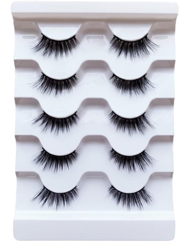-5 PAIRS HALF 6D Faux Mink False Eyelashes | Reusable Lightweight & Natural Looking | Bold Eye Makeup Look |- Bridal & Professional Use- W84
