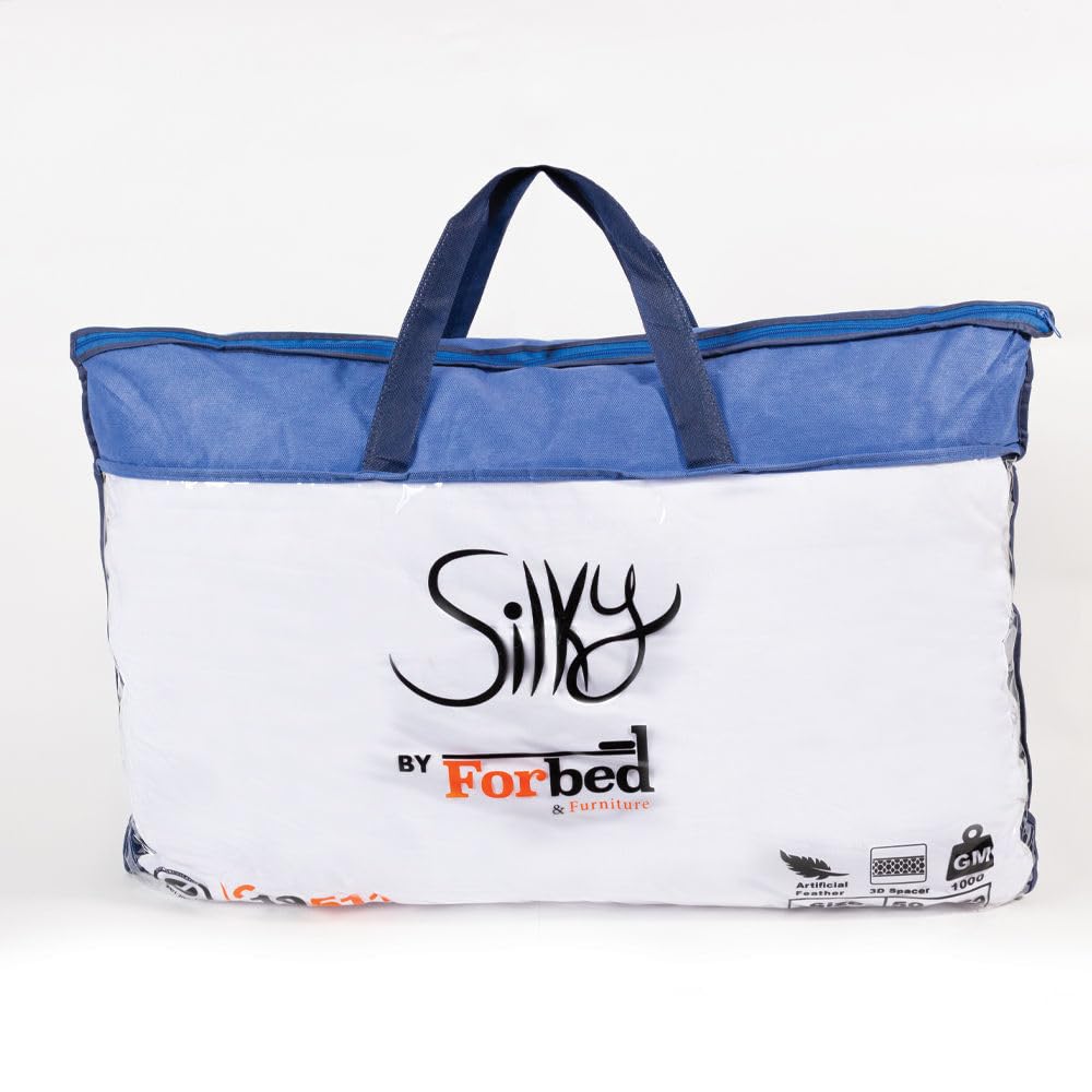 Silky Artificial Feather Pillow, 70 cm Length x 50 cm Width, Blue