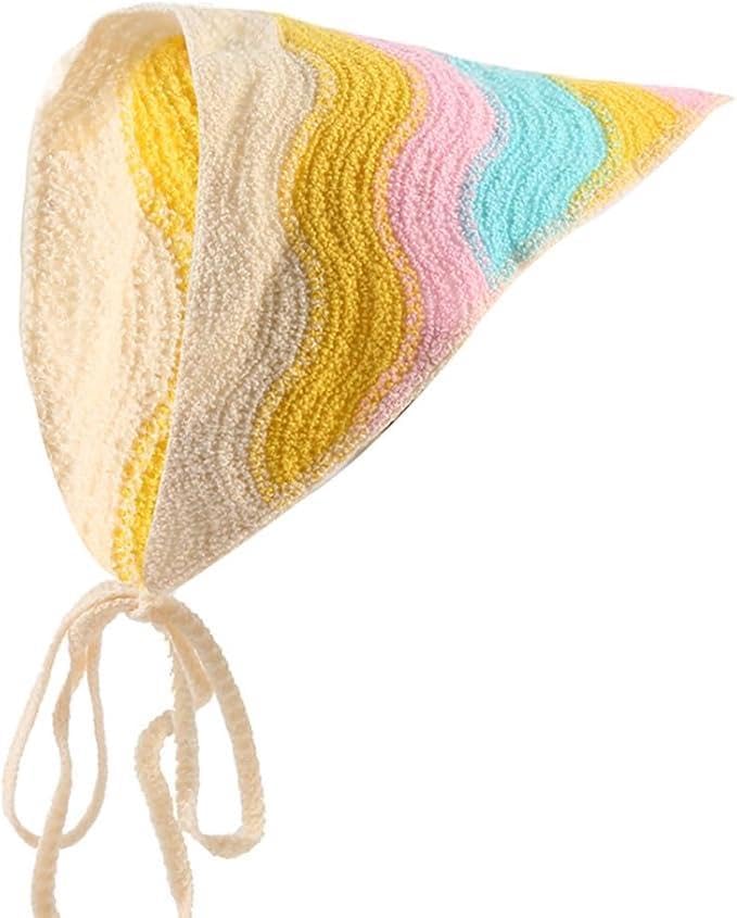 Crochet Bandana - Women's Knitted Headband Triangle Headscarf Boho Hair Accessories Handmade Floral Headwrap for Girls (Option 2)