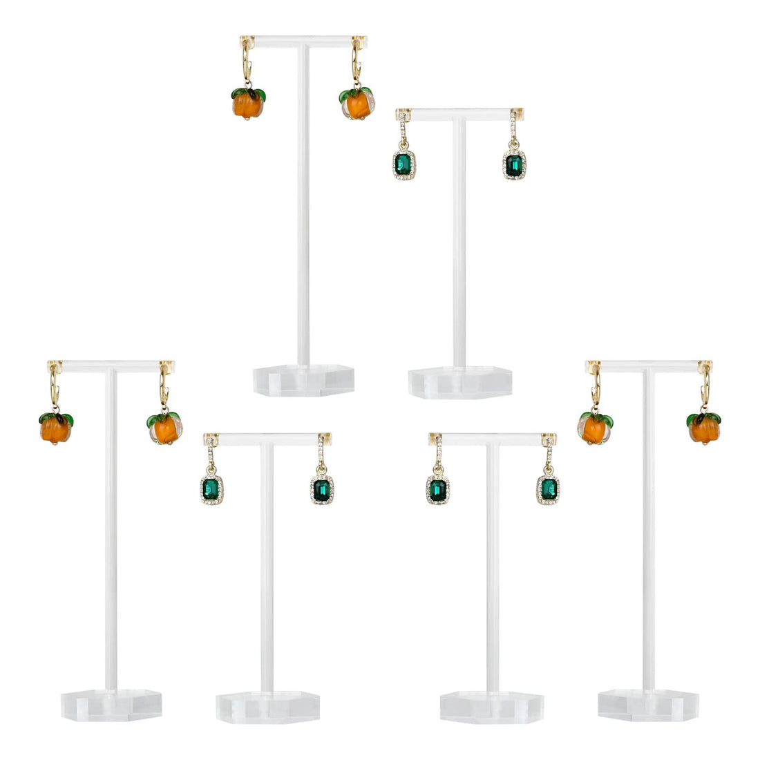 clear t bar earring displays for jewelry, cute earring holder stand for show, transparent hoop earring hangers mini acrylic online business