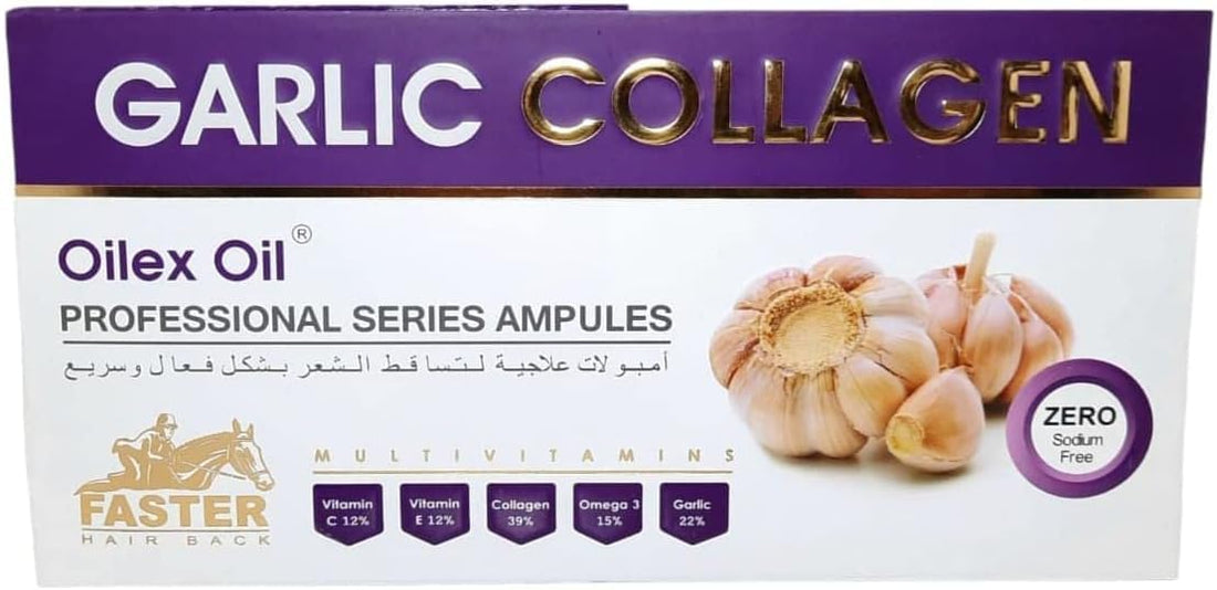 أمبولات زيت الثوم والكولاجين "Oilex Oil" - لعلاج تساقط الشعر وتقوية البصيلات - 5 أمبولات