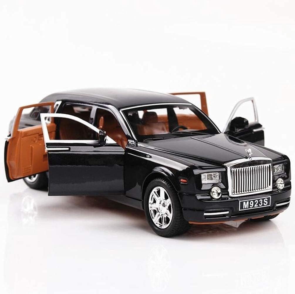 AMERTEER Alloy 1:24 Scale Rolls-Royce Phantom Car Model Boy Toy Diecast Sound Light Six Open Door Toy Car Model Black