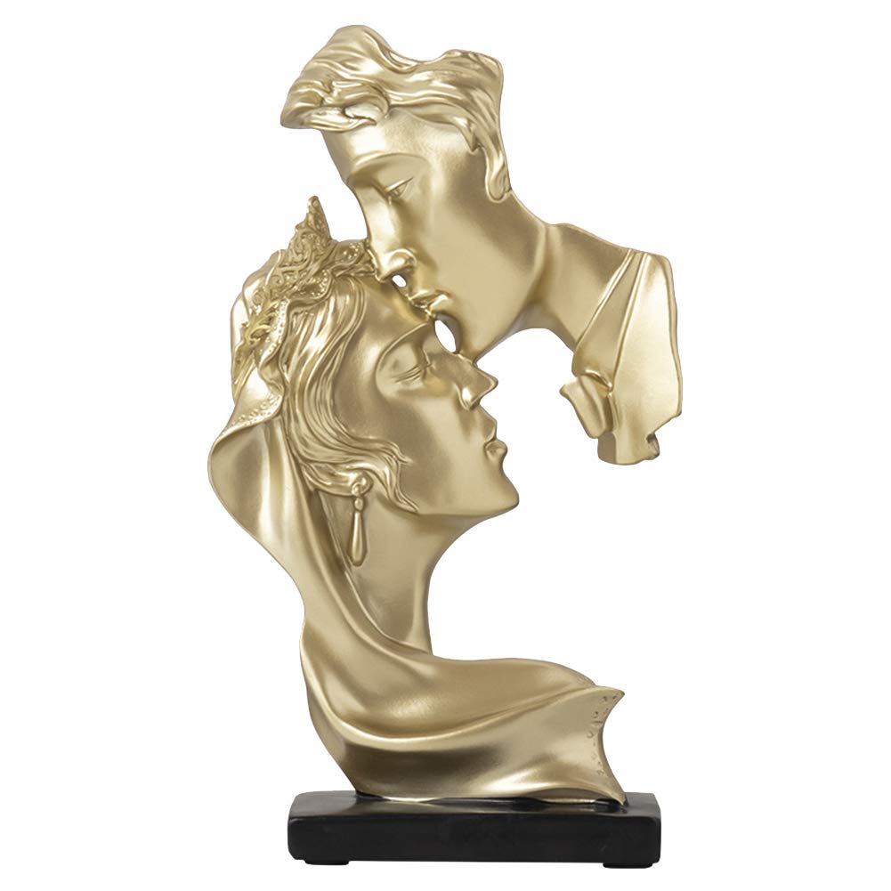Willcome Man Kiss Woman's Forehead Hand-cast Resin Statue Sculpture Decorative Figurine for Home Decor Accents, Living Room Bedroom Office Decoration