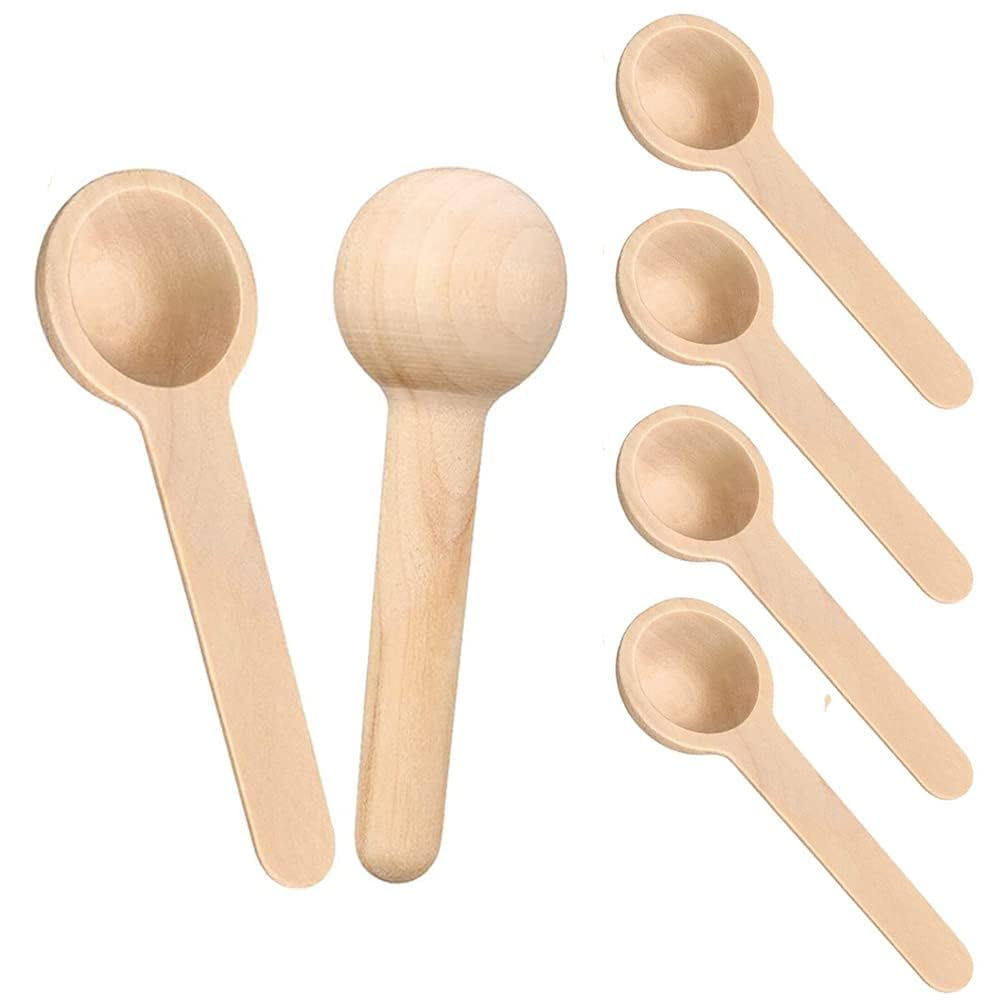Reusable Cute Small Wooden Ghee/Oil Spoons in Masala Box Spice Jars for Sauce, Spices, Salt, Sugar, Coffee, Tea, Condiments Honey Teas, Sugar Kitchen Cooking. (Set of 6)