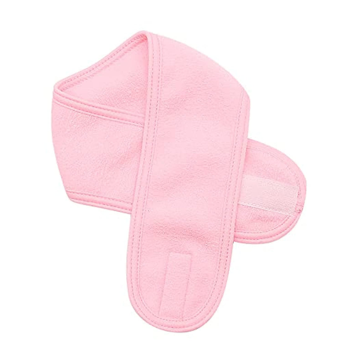 Spa Headband for Women Adjustable Makeup Hair Band with Handy Sticker Head Wrap for Face Care Makeup and Sports (Pastel Pink)