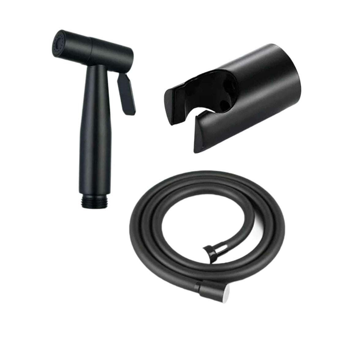 Black Metal Hand Shattaf Stainless Steel Hose 120cm Twist-Resistant with Handle