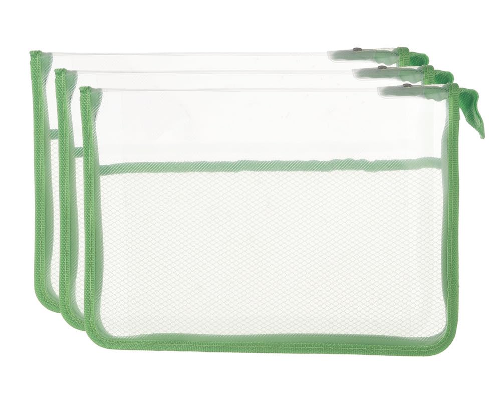 3A A4-836 Plastic A4 Binder With Zipper 23 * 32 cm Pack Of 3 Pieces - Green