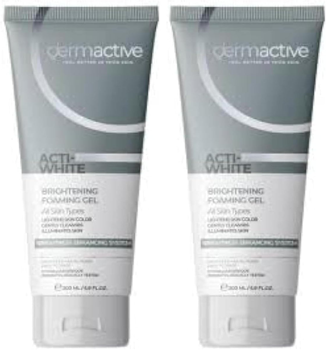 Dermactive ACTI-WHITE BRIGHTENING FOAMING GEL 200ML / 6.9 FL.OZ (Pack of 2)