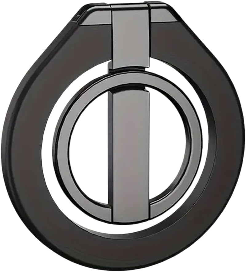Mobile Phone Ring Magnetic Grip Finger Holder Rotatable Finger Holder Compatible with Magsafe Series, Black, 5.8x6.2cm