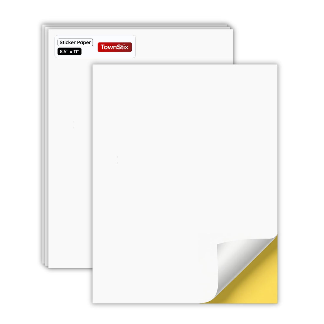 TownStix 30 Sheets, Printable White Sticker Paper, Laser/Inkjet Printing - Matte, Letter Size (8.5" x 11")