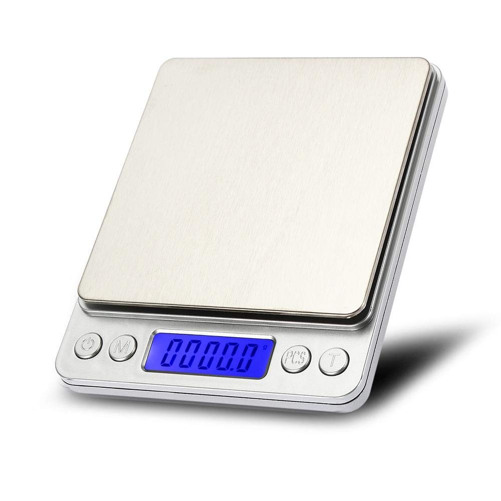 Digital Kitchen Pocket Scale 2000g/0.01g High Precision Portable Food Jewelry Drug Scale with Platform LCD Display Tare and PCS Features Back-Lit LCD