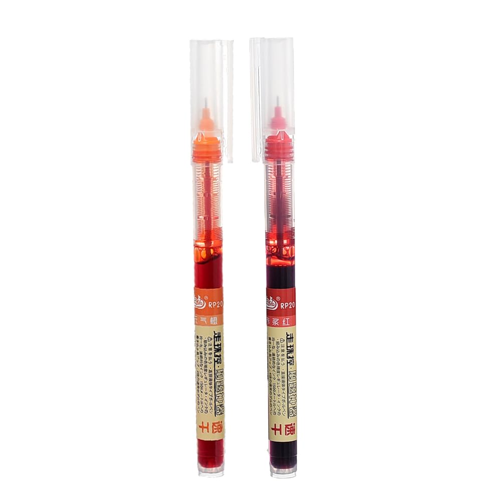 Little White RP-20 Rollerball Ink Pen set of 2 Pcs Assorted ink pen 0.5mm For Office, Student, Signature - Red Orange
