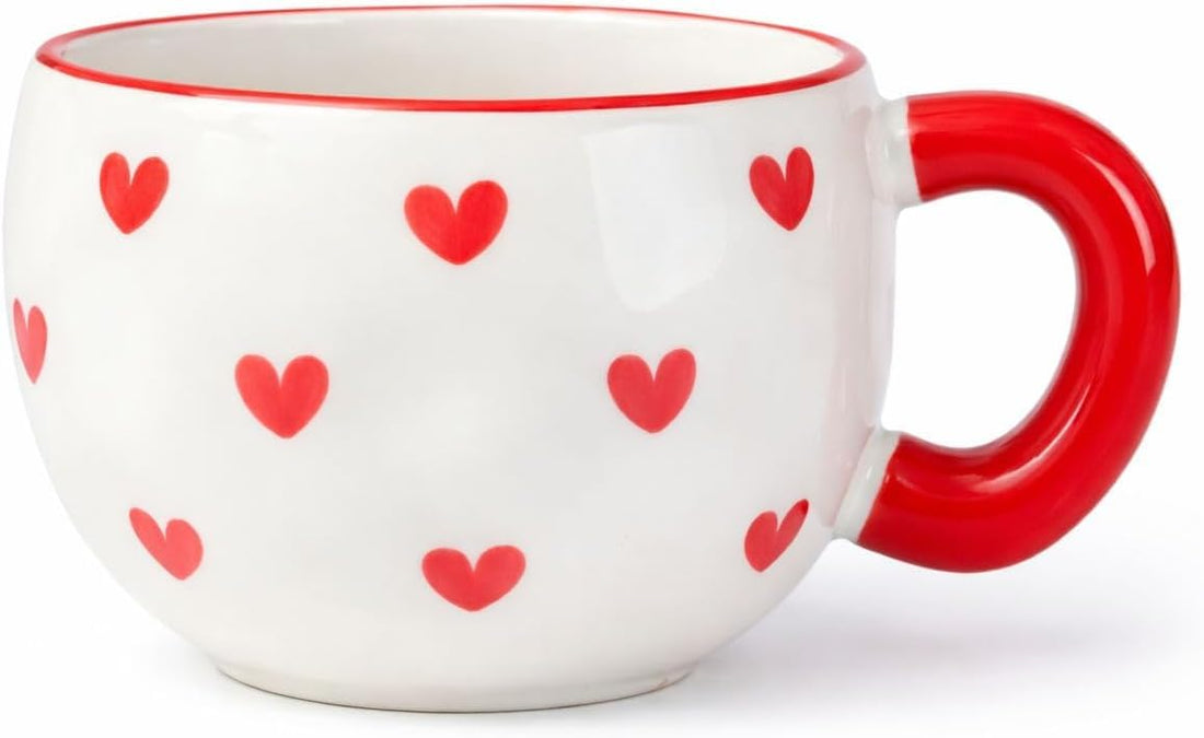 Ceramic Print Mug, White with Coloured Handle, Round Shape, Coffee Tea Cup, Valentine Gift (2)