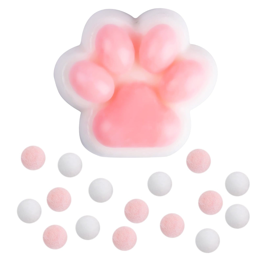 PEUTIER Cat Paw Squeeze Toys, Taba Squishy Kawaii Soft Squishy Cat Paw with 10 Balls Funny Novelty Animals Stress Relief Toy for Children Teenagers Adults (Pink)