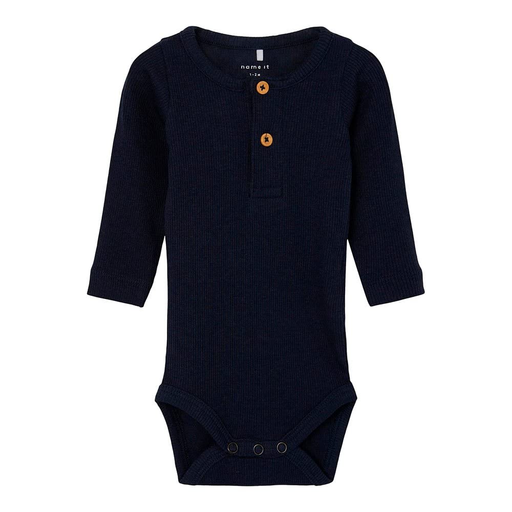 name it Boy's KAB Long-Sleeves Organic Cotton Babysuit
