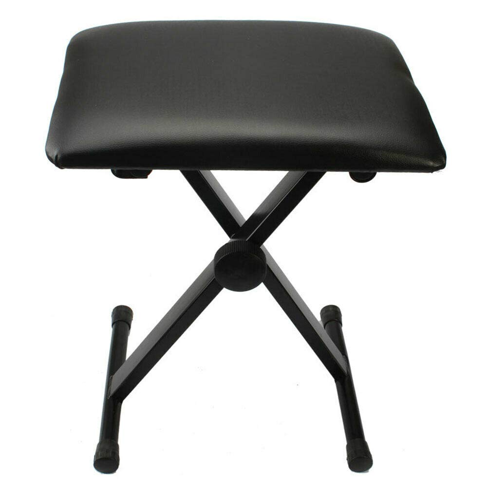 Lykos Height Adjustable Folding Padded Seat Chair Keyboard Piano Bench Stool Portable