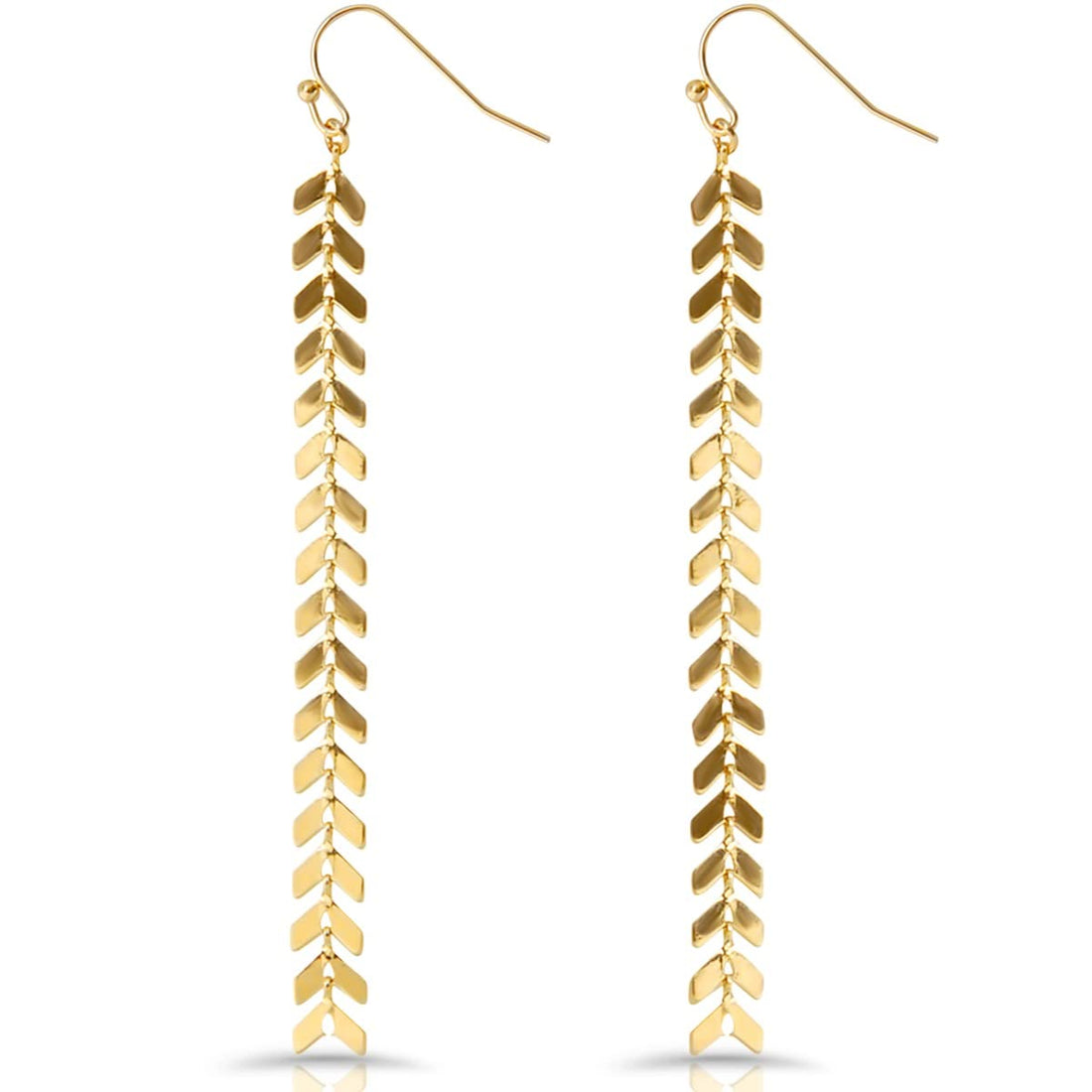Humble Chic NY long dangle earrings for women - hanging drop earrings with floating feathers or dangling duster tassels in gold, silver, or rose gold tone, metal, no gemstone