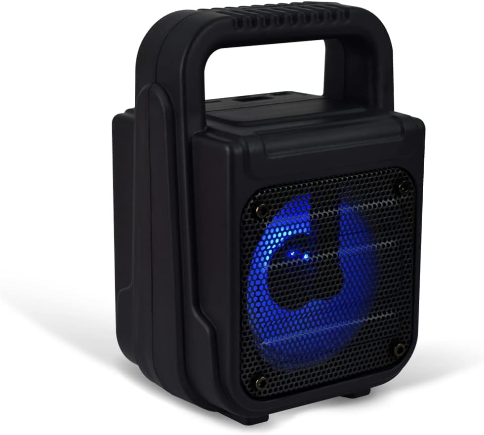 Portable Bluetooth Speaker with LED Lights, FM Radio, TF Card & USB Support, Rechargeable Battery, TWS Stereo Pairing – Compact Wireless Speaker with Deep Bass -Random Color (GTS-1362)