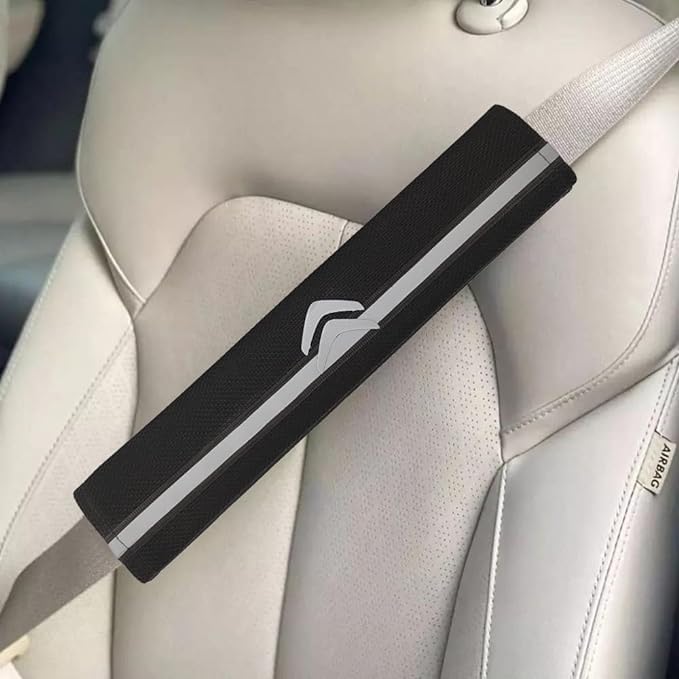 Leather Car Seat Belt Cover (Photography Belt Reflector) Compatible with Straw__ 2 Pcs Black