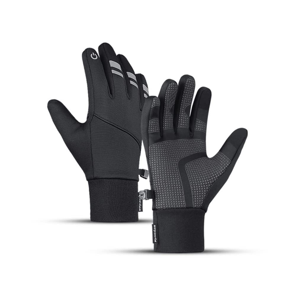 Cycling Gloves, KASTWAVE Bicycling Gloves, Anti Slip Shock Absorbing Men Women Winter Cycling Gloves Three Fingers Touch-Screen Fleece 100% Waterproof Winter Gloves