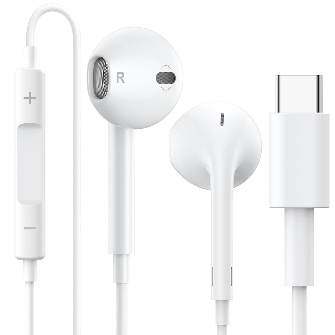 USB C Headphones Type C Earphones Wired Earbuds Built-in Mic & Volume Control Headset Compatible with iPhone 15 Pro Max Plus, iPad Pro, Android Smart Phone Galaxy S23/S22/S21/S20, Note10/20, A53/A54