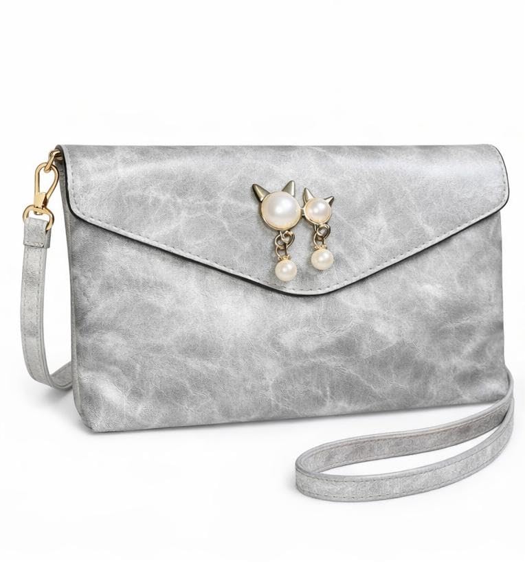 Women's Handbag with Removable Strap, Crossbody Bag with Pearl Trim