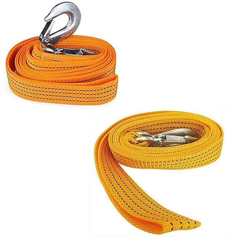Kaber Egypt 2020 Car Tow Rope Strong Nylon Fabric with Metal Hooks for Emergency Car Towing (Orange, 4 Meters, Bearing 3 Ton)