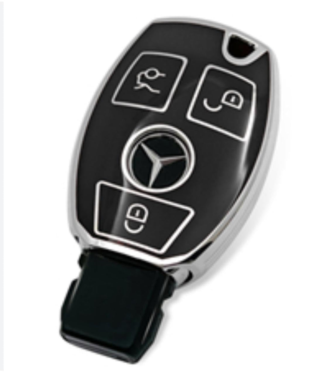 Soft TPU Key Fob Cover Case for Mercedes Benz C E S M CLS CLK G-Class Keyless Entry Remote Key Fob Case Shell Protector for Mercedes Benz C E S M CLS CLK G-Class silver edge black