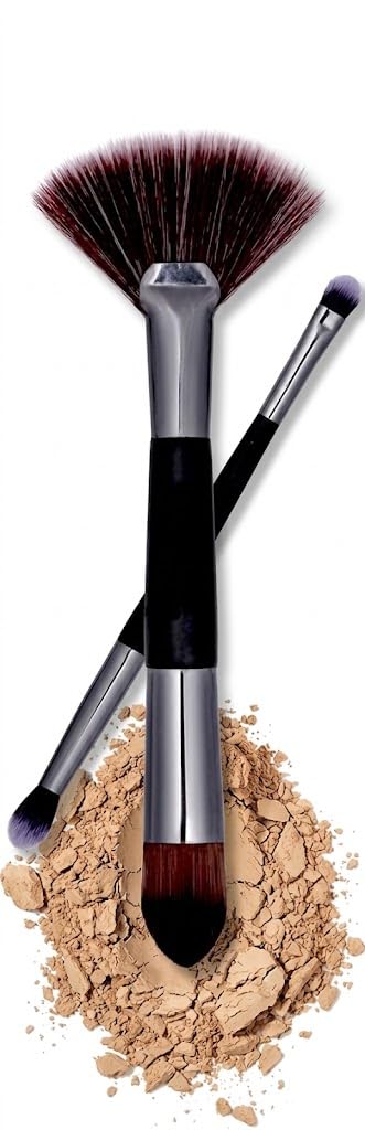 Generic Professional Double-Ended Makeup Brush Set - Black, Synthetic, Vegan, Cruelty-Free - For Foundation, Powder, Eye Shadow, Smudge-concelear - Makeup Brush Set-MULTICOLOR