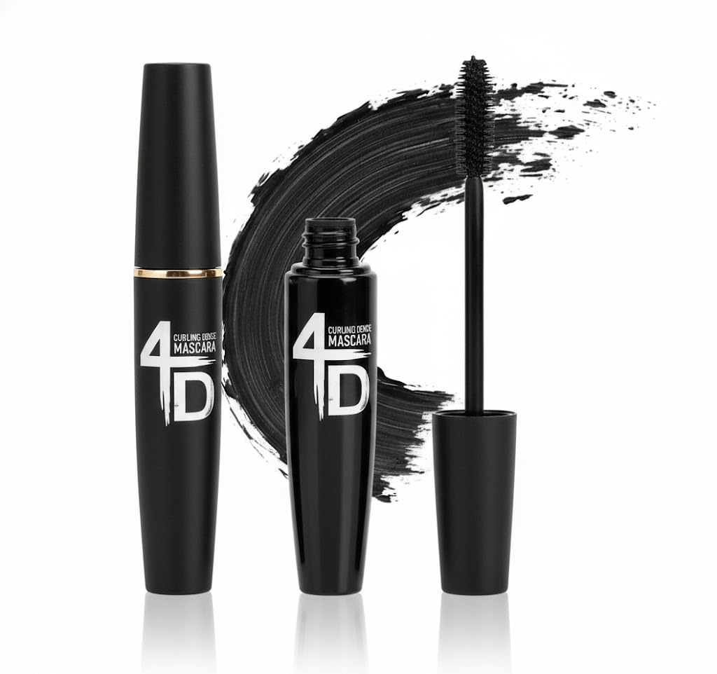 4 CURLING DENSE BIG MASCARA Waterproof, Volume and Length Waterproof,Extra Long Thick 5D,Lengthening,False Lash Effect-BLACK