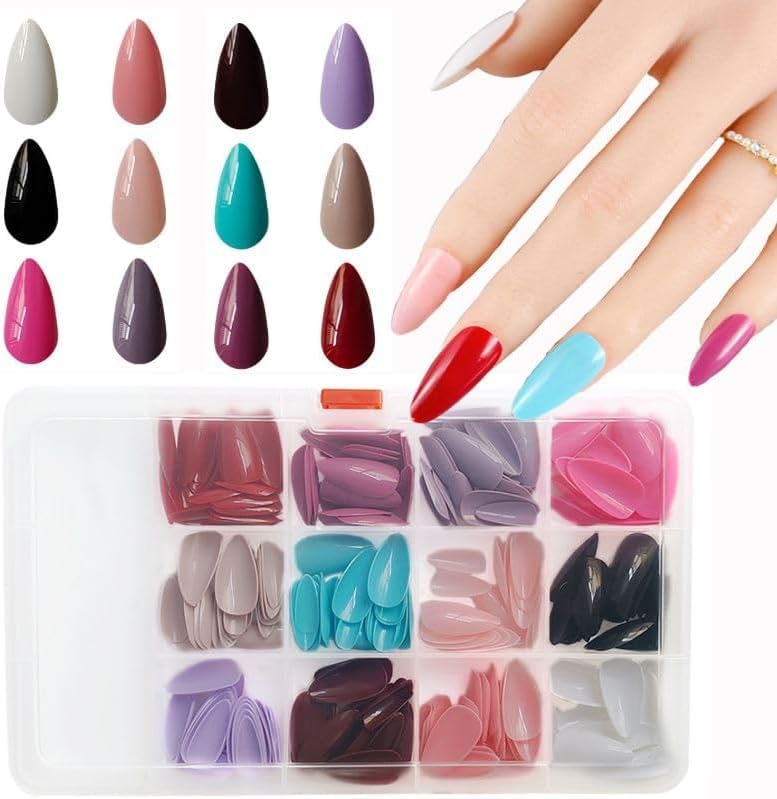SHE - 288pcs SET PRESS ON NAILS Medium Long Coffin- MIRRORFalse Nails, Perfect For Parties, Comes -SHAPE H - N4