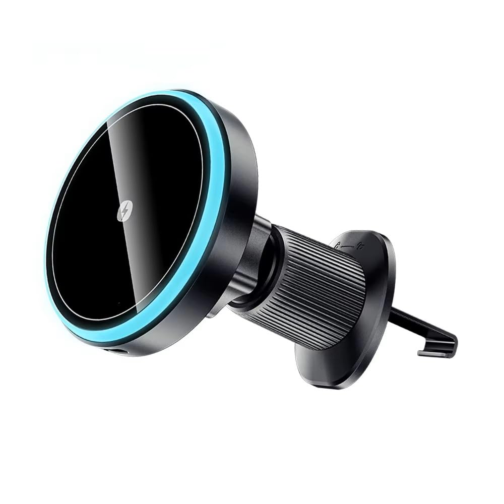 Essager Magnetic Wireless Charger Car Phone Holder 15W RGB Seven Color Light Fast Charging Mount Stand For iPhone 16/15/14/13/12 and Android
