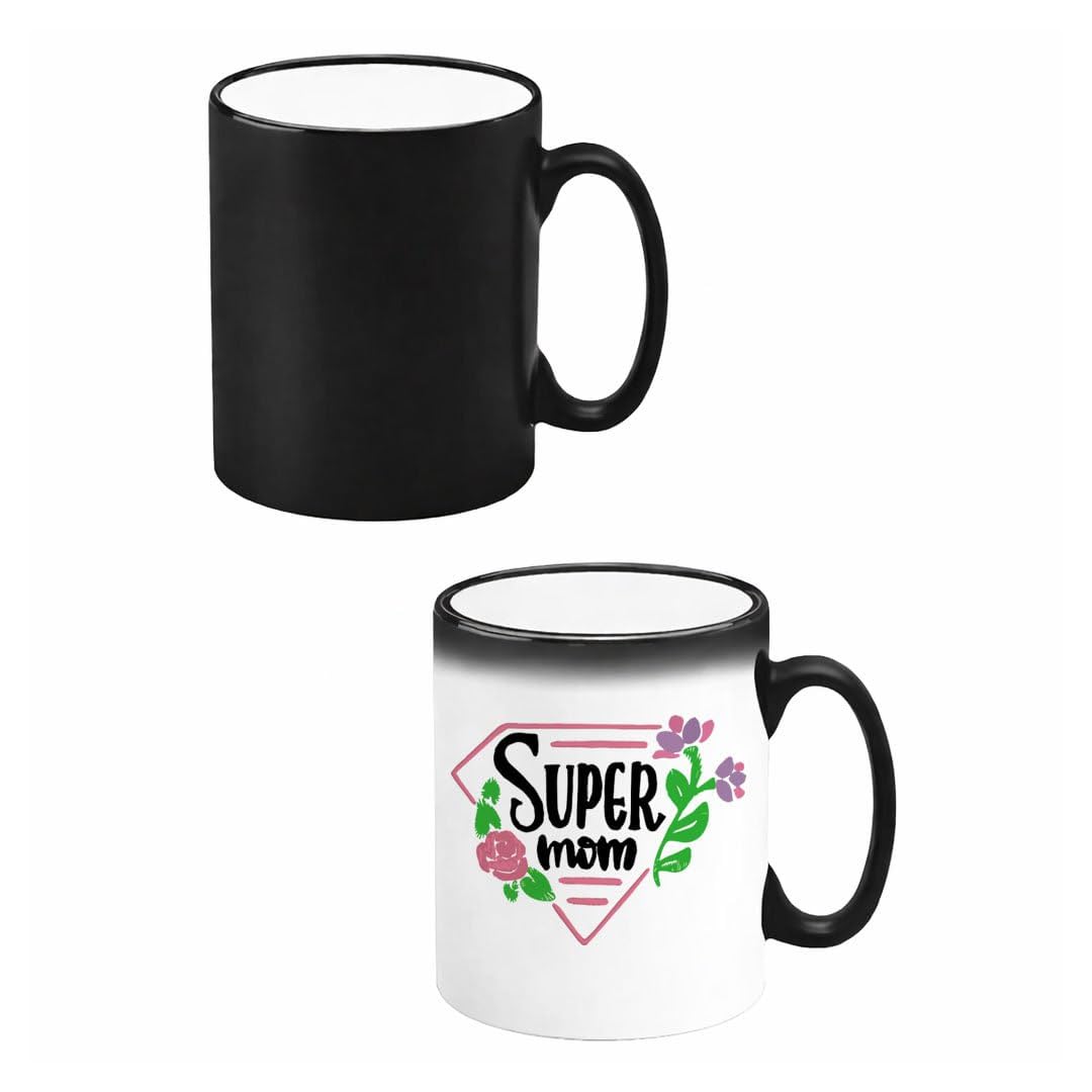 Heat Reveal Magic Mug 350ml – Color Changing Coffee Cup | Mother’s Day Gift for Mom | Surprise Ceramic Mug for Coffee & Tea | مج سحري هدية عيد الأم (Super Mom)