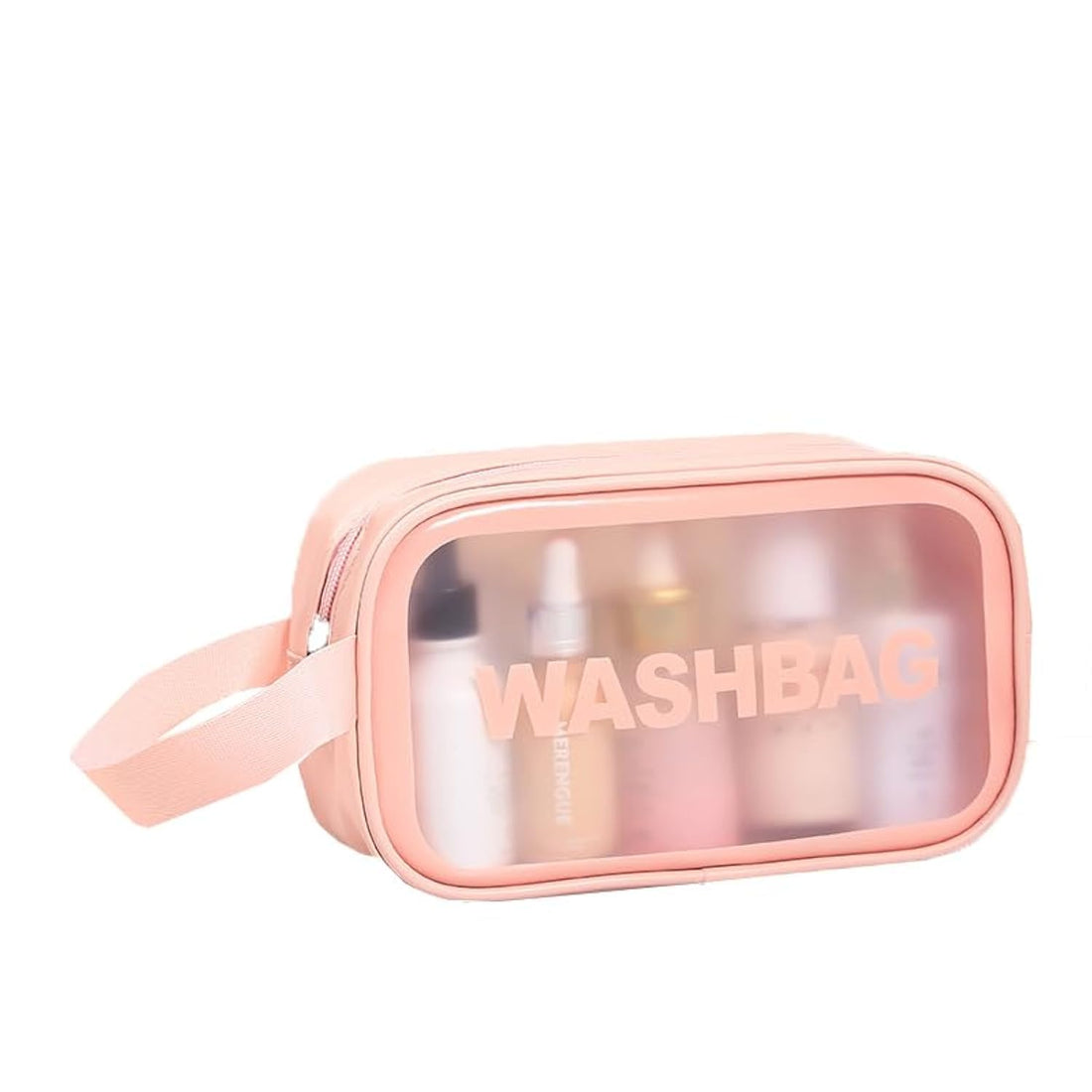Translucent Makeup Bag Toiletry Bags Small Pvc Plastic Organizer With Zipper Men Women Clear Travel Bags Pink S, Pink, S, Fashion