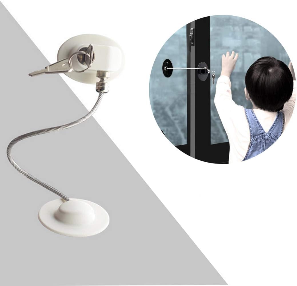 Plan A Refrigerator Door Lock with Keys and Strong Adhesive, Child Safety Lock for Fridge, Cabinet, Freezer, Windows, Drawers, White Multi Use