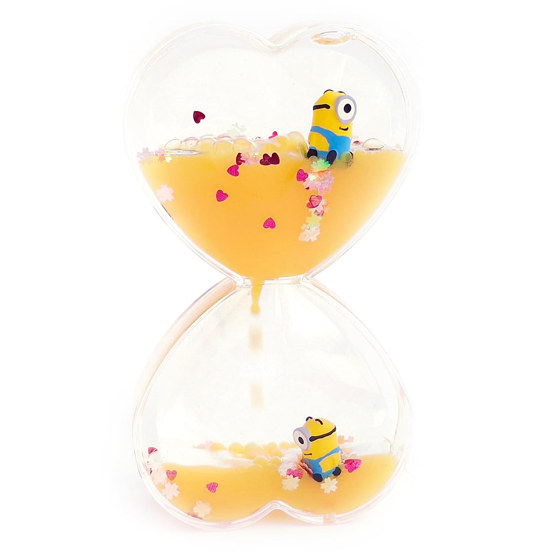 Water Hourglass Water Clock Timer Attractive Home Office Decor - Relaxing and Calming Toy, Liquid Motion Drop Timer - Best Gift Idea Gift Idea for Adults & Kids - Two Opposite Hearts (Yellow)