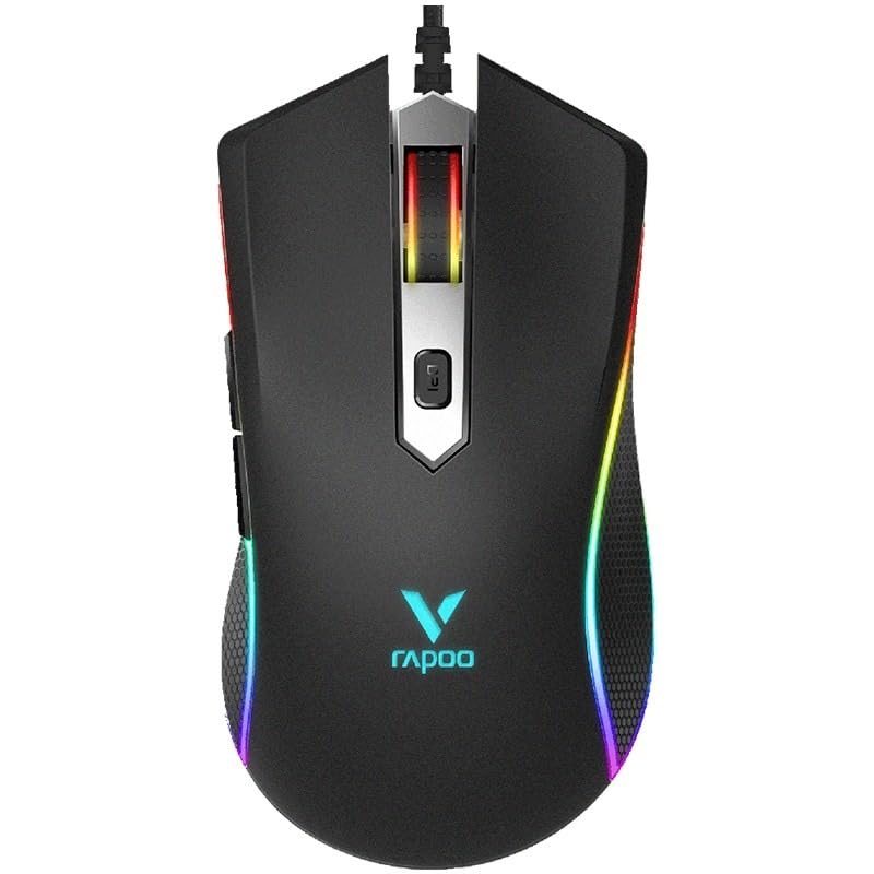 Rapoo V28S 6200DPI, Special coating material to improve slip resistance. Onboard memory & LED Multi-color light system with 16 colors around mouse -2 years warranty
