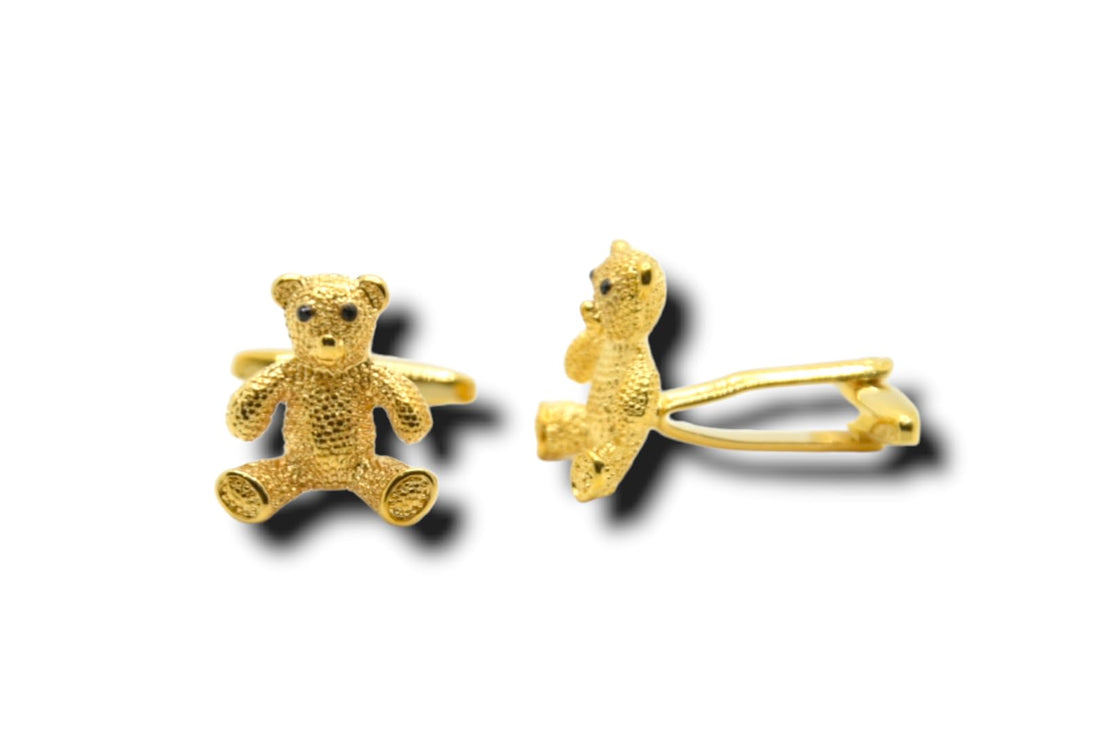 Marco Capelli Stainless Steel Cufflinks For Men Gold Teddy Bear