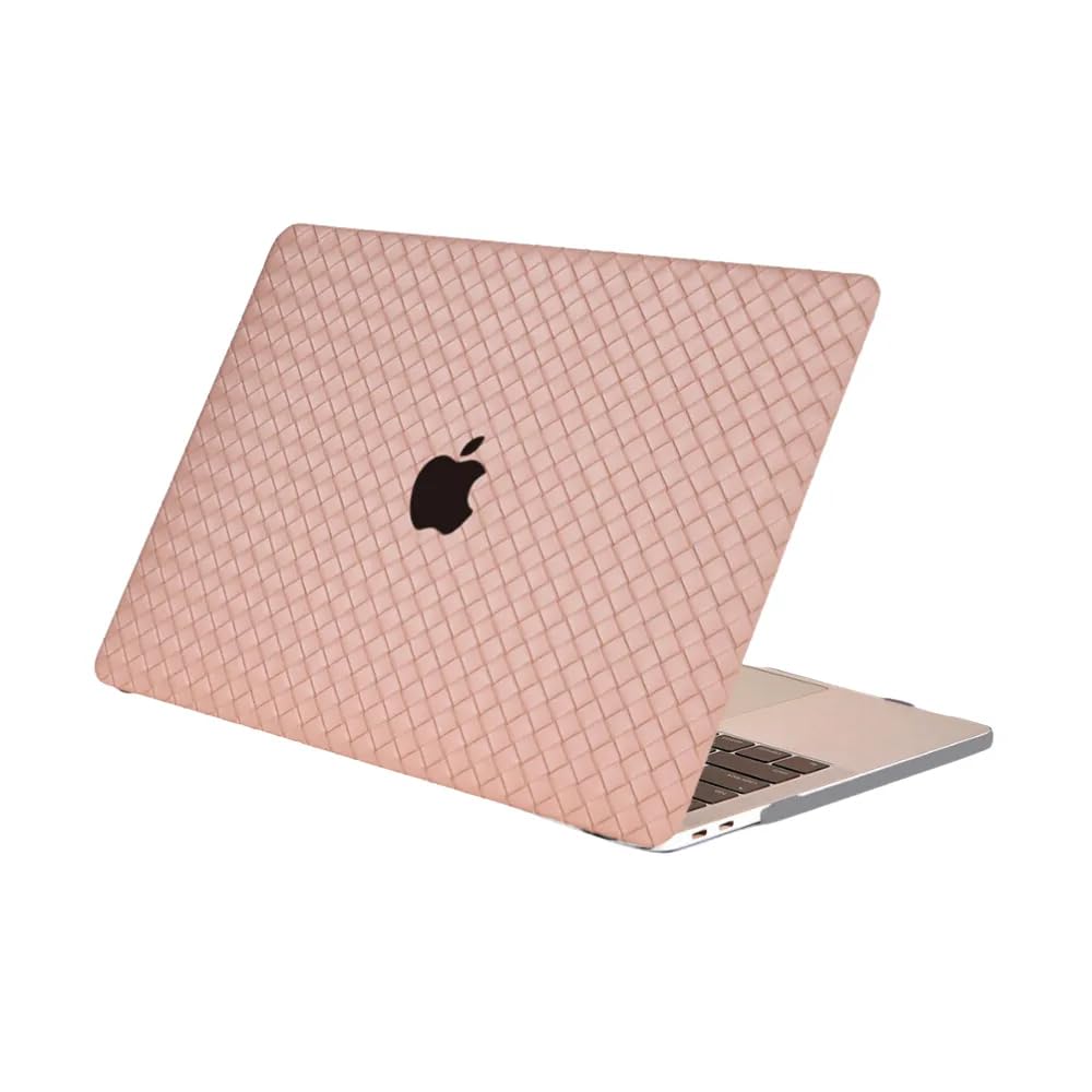 Woven Leather Hard Case for MacBook Pro 13 Inch (Models 2016 2017 2018 2019 2020 & M1 2020),Compatible with A1708 A1706 A1989 A2159 A2251 A2289 A2338, Slim Scratch Resistant Laptop Cover (Rose Gold)