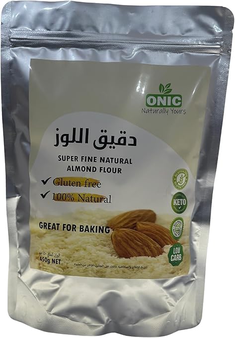 Almond Flour | 450g | Gluten Free | Fine Grind | Delicious and Unique Taste of Natural Almonds | Ideal for Keto and Healthy Bread | Zip-Sealed Packaging | Easy to Open and Close to Keep Product Fresh