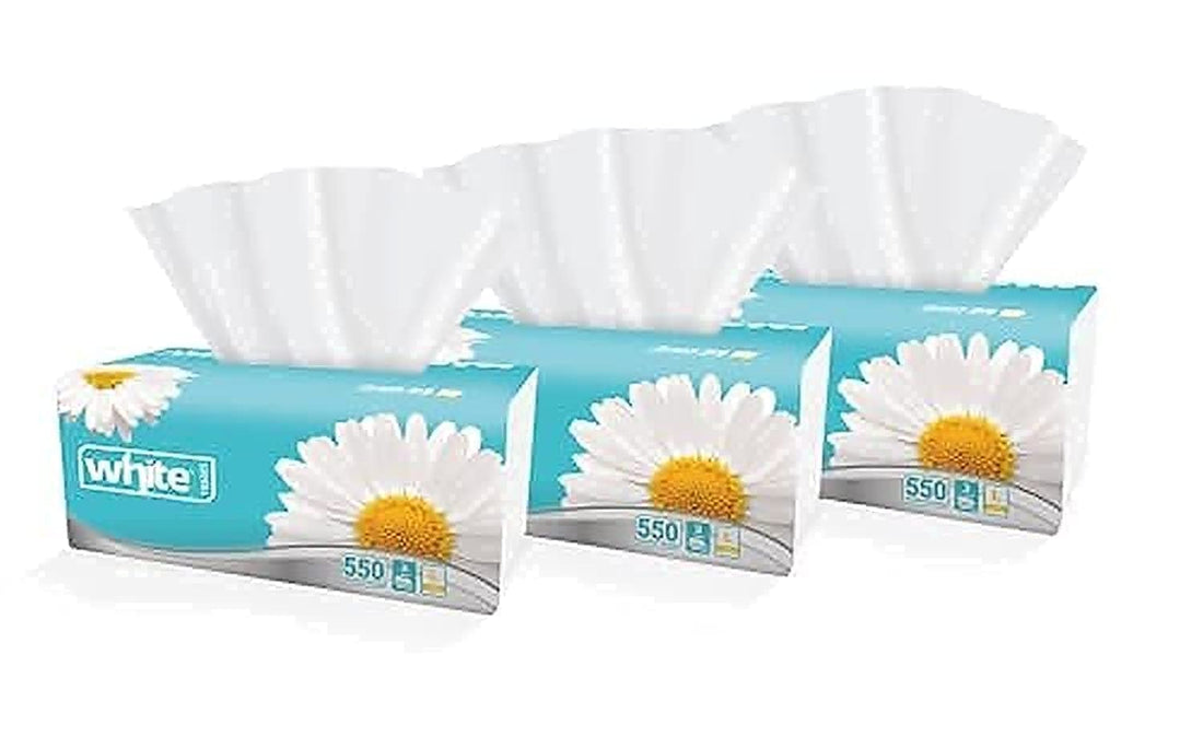 White mega pack 550 sterilized tissues, 550 Count (Pack of 3), white